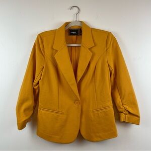 Christian Siriano Women’s Small Yellow Blazer Ruched Sleeve